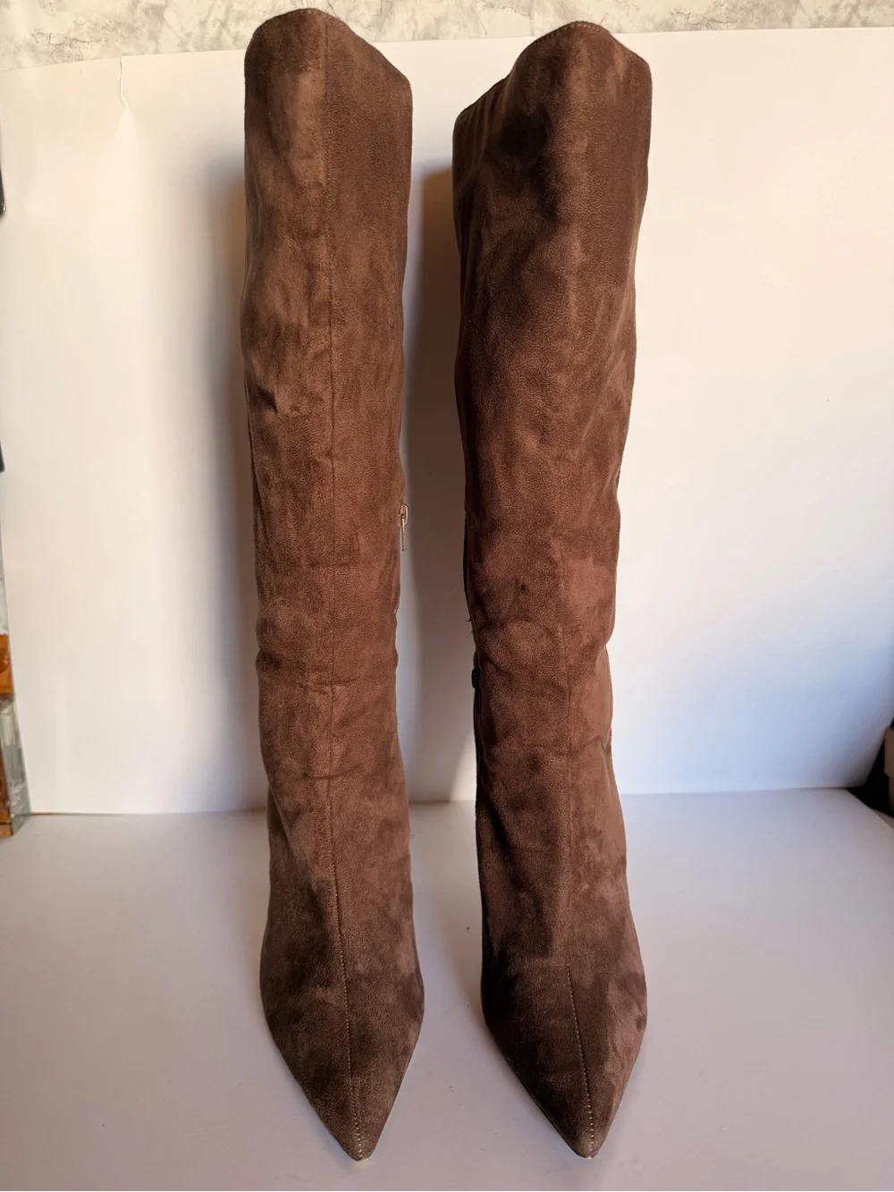 Express Brown Suede Over-the-Knee Heeled Boots